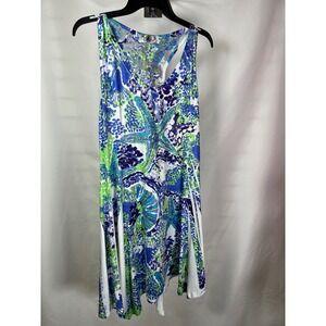 India Boutique Starfish Tropical Print Racerback Sharkbite Cover Up Dress OS